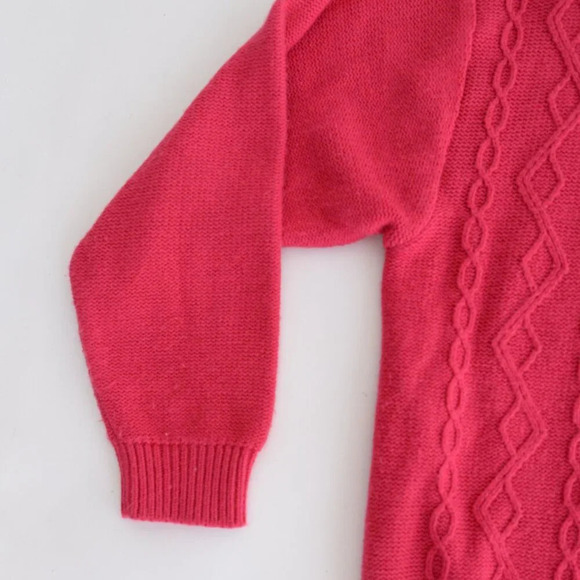 Vintage Tradition  Pink Cable Knit Barbiecore Button Up Cardigan Sweater L - Picture 8 of 12